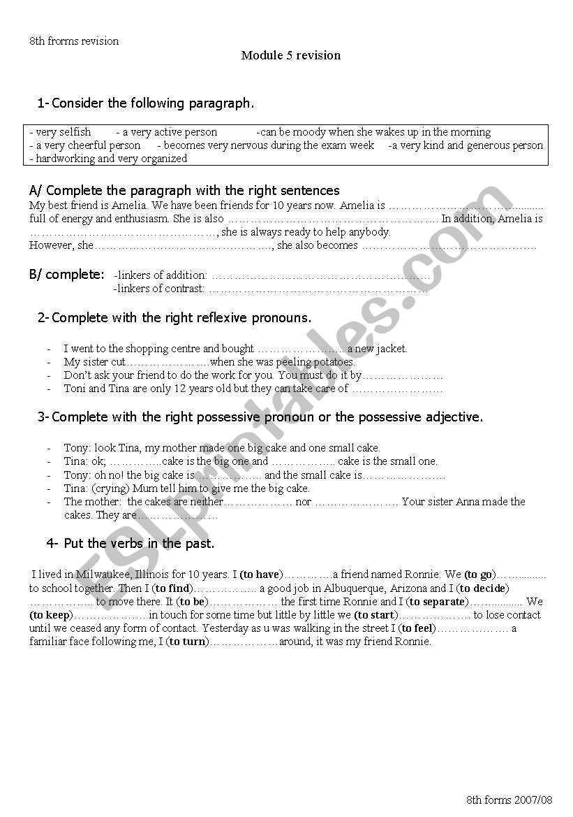 revision 8th 3rd term worksheet