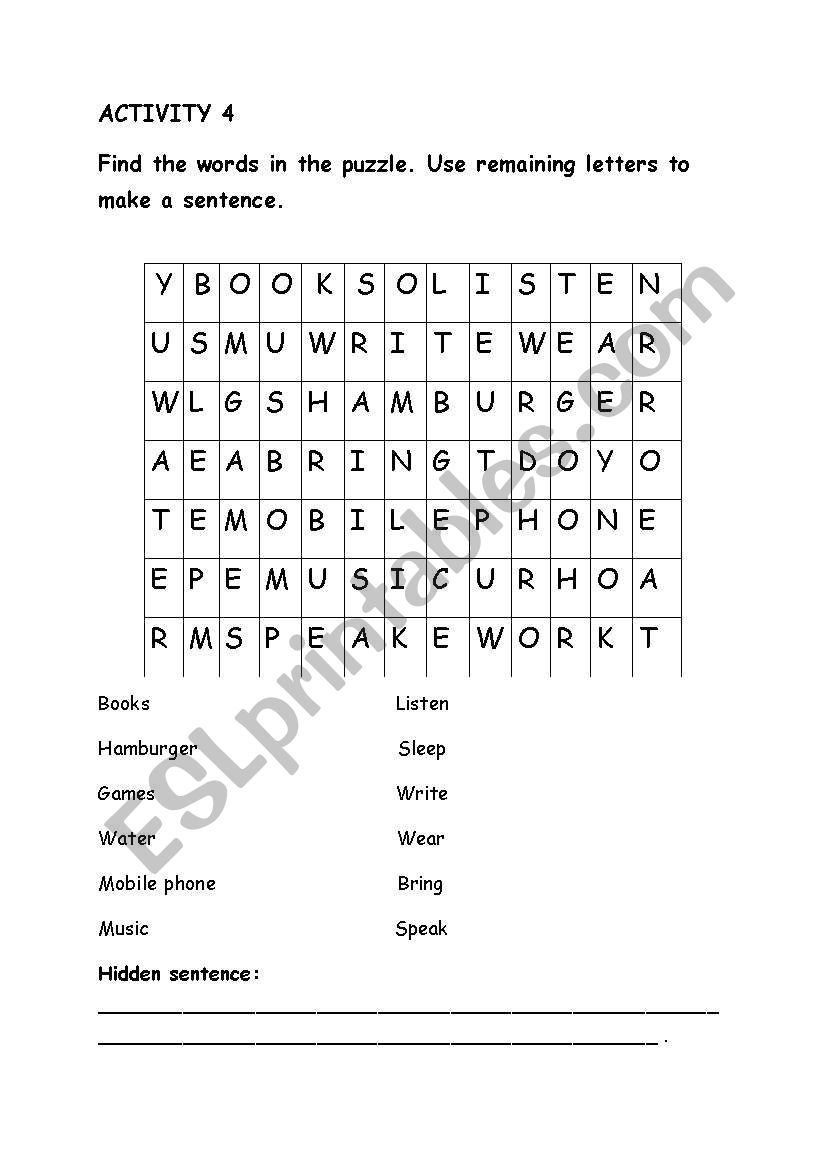 SCHOOL RULES ACTIVITY 4 worksheet