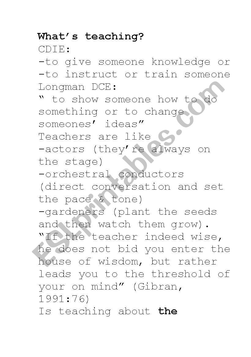 teacher worksheet