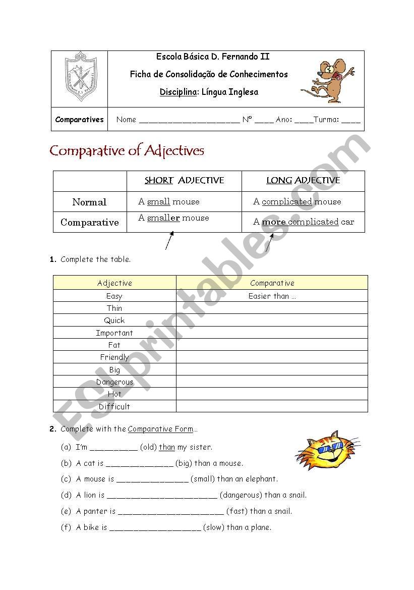 Comparatives worksheet