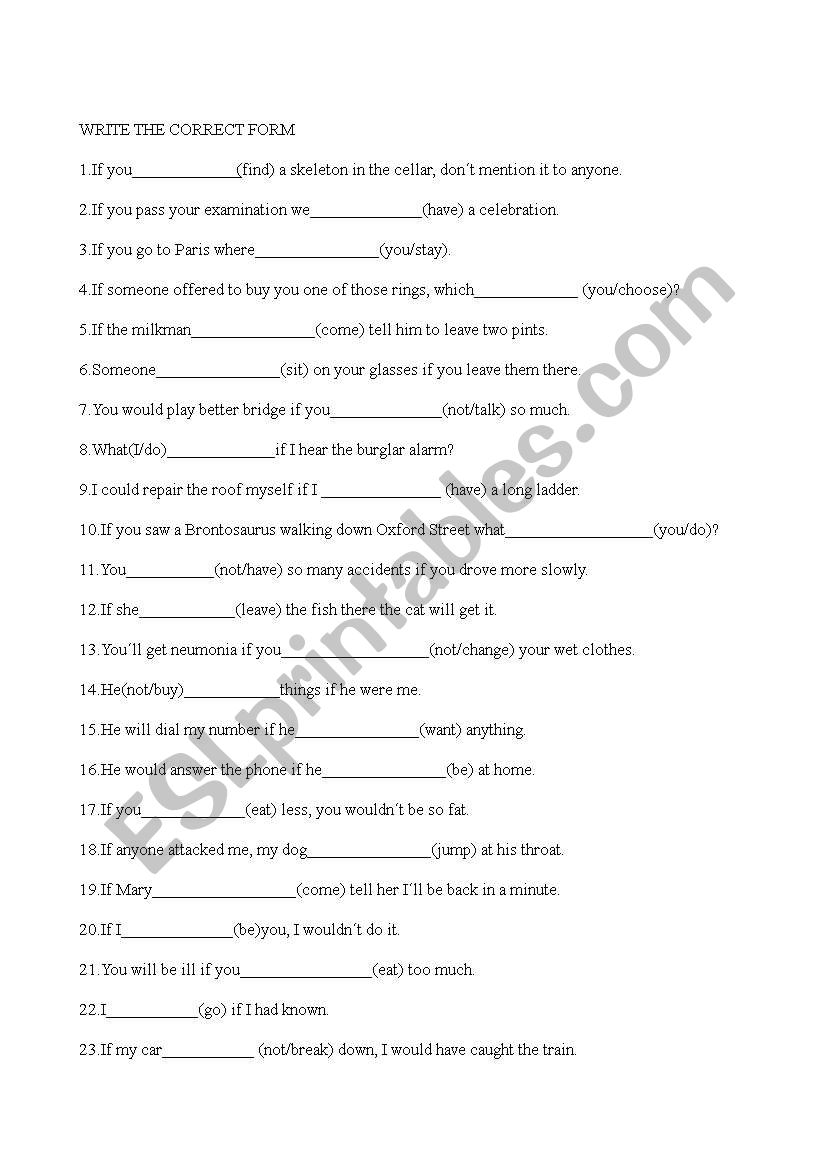 ALL CONDITIONALS worksheet