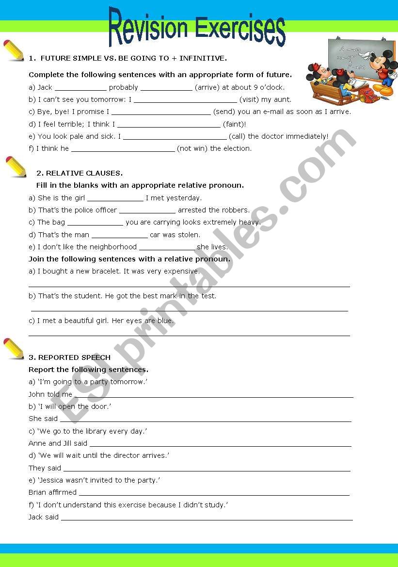 Relative Clauses + Reported Speech + Future