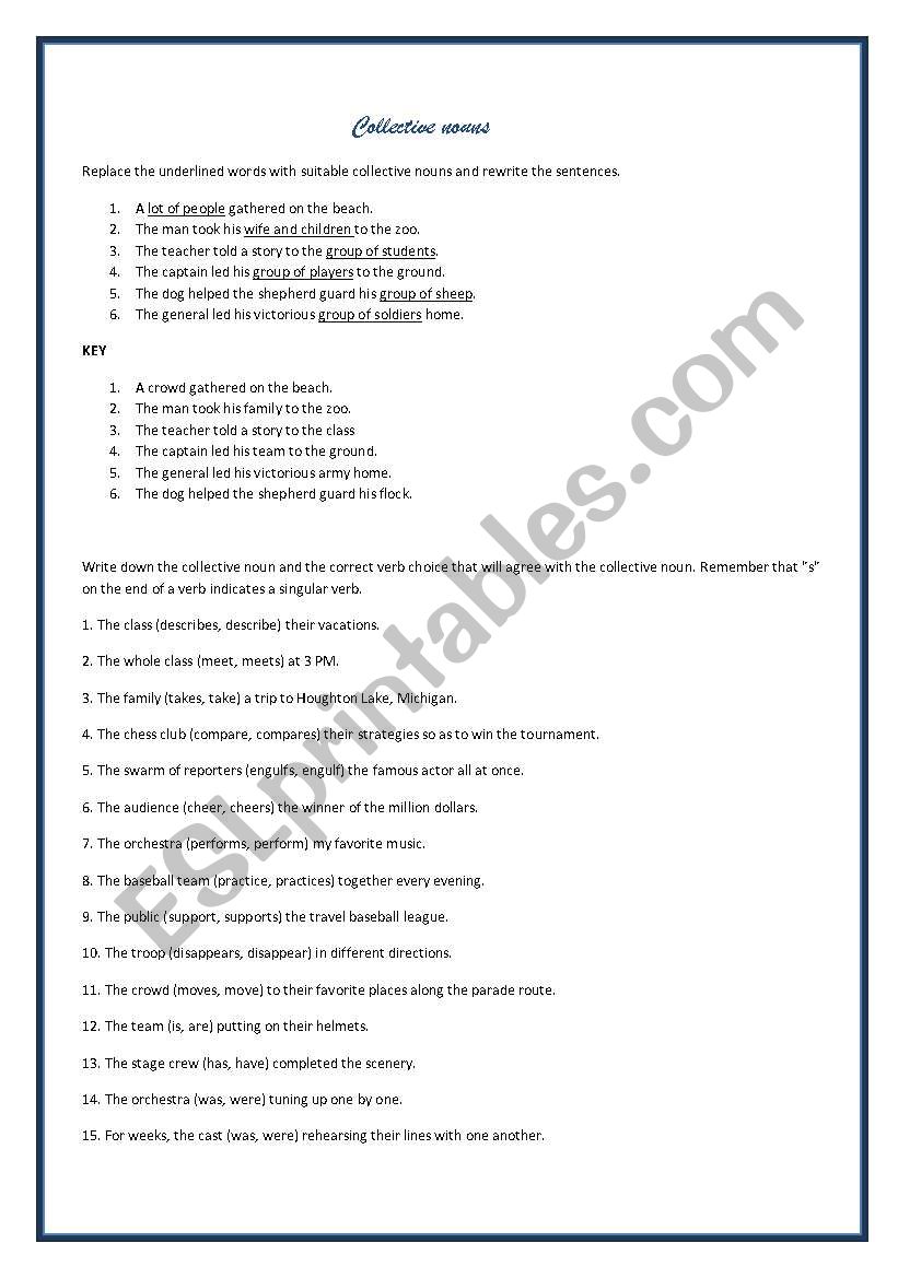 Collective nouns worksheet