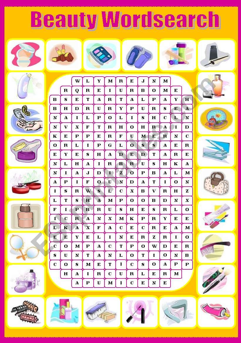 Beauty Wordsearch worksheet