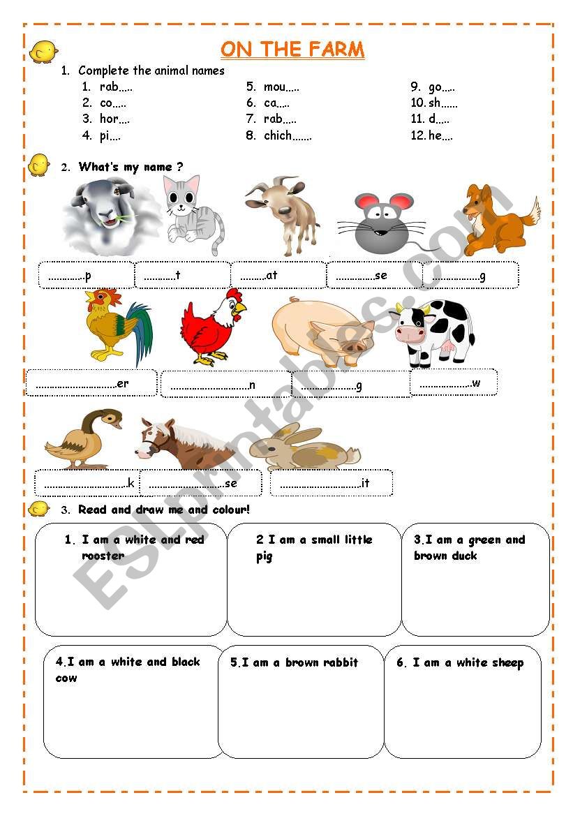 ON THE FARM (TWO PAGES) worksheet