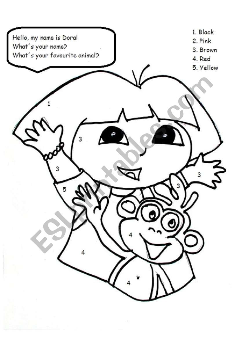 Colouring page Dora worksheet