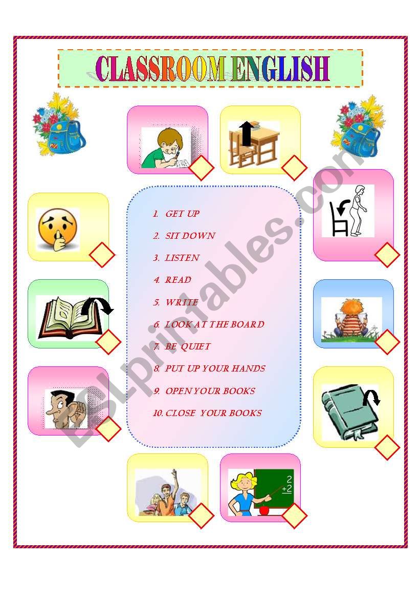 classroom English worksheet