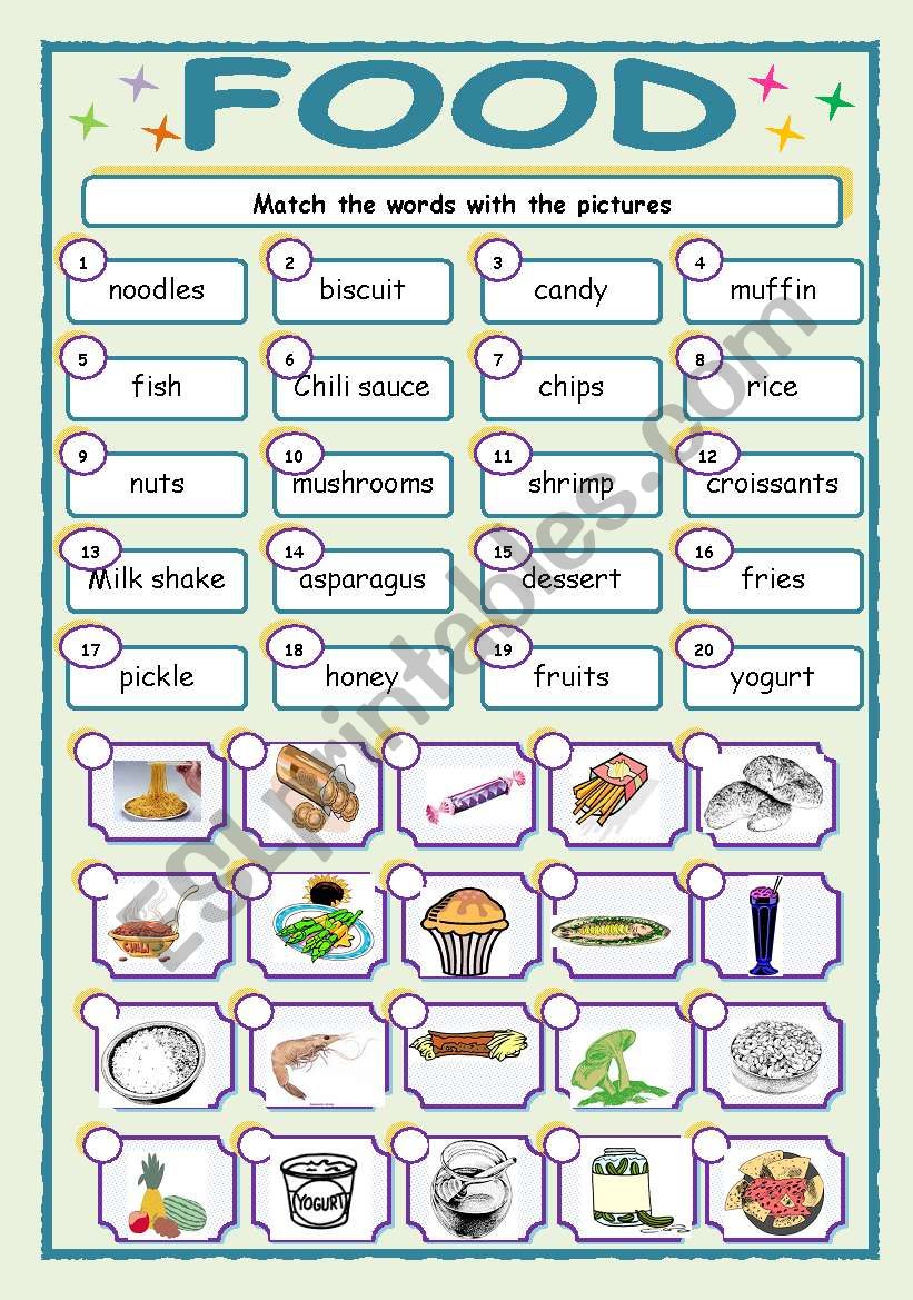 FOOD - 2 - ESL worksheet by jhansi