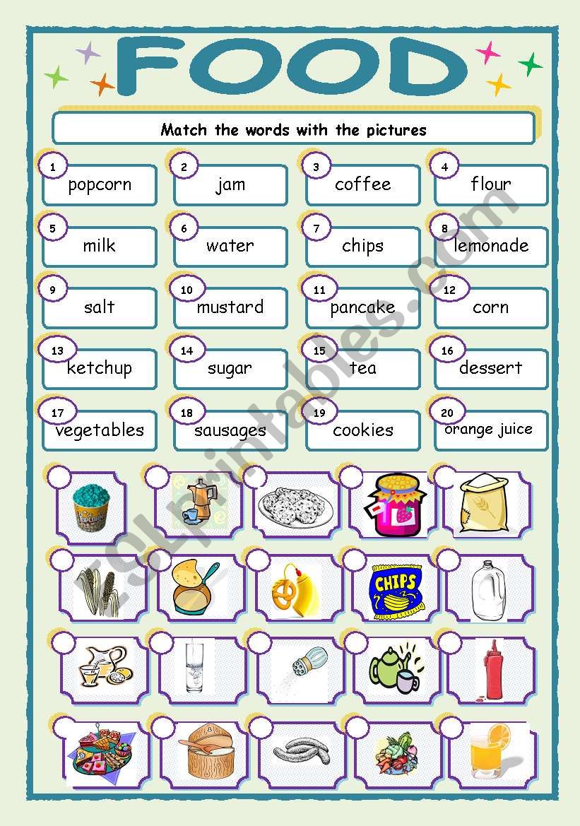 FOOD - 3 - ESL worksheet by jhansi