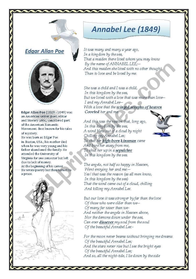 A poem of Edgar Allan Poe worksheet