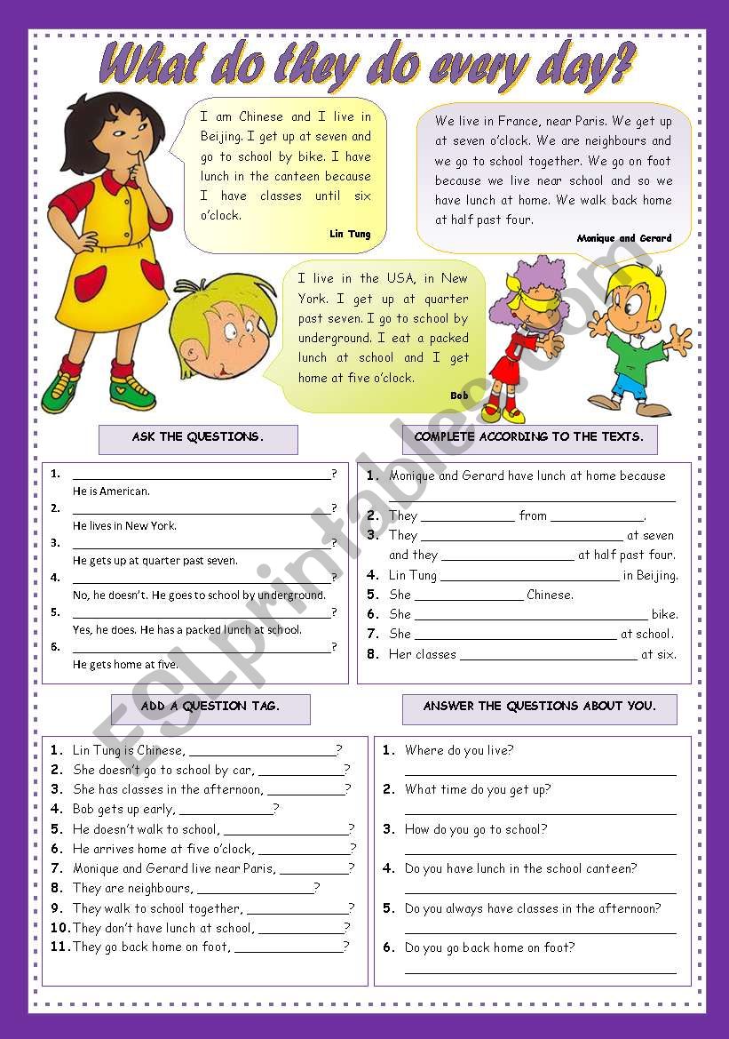 WHAT DO THEY DO EVERY DAY? worksheet