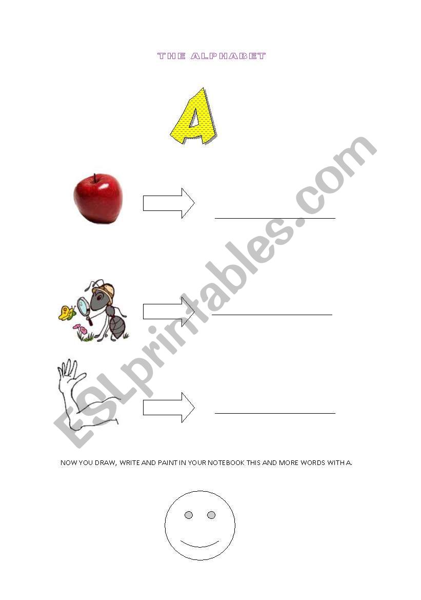 LETTER A (THE ALPHABET) worksheet