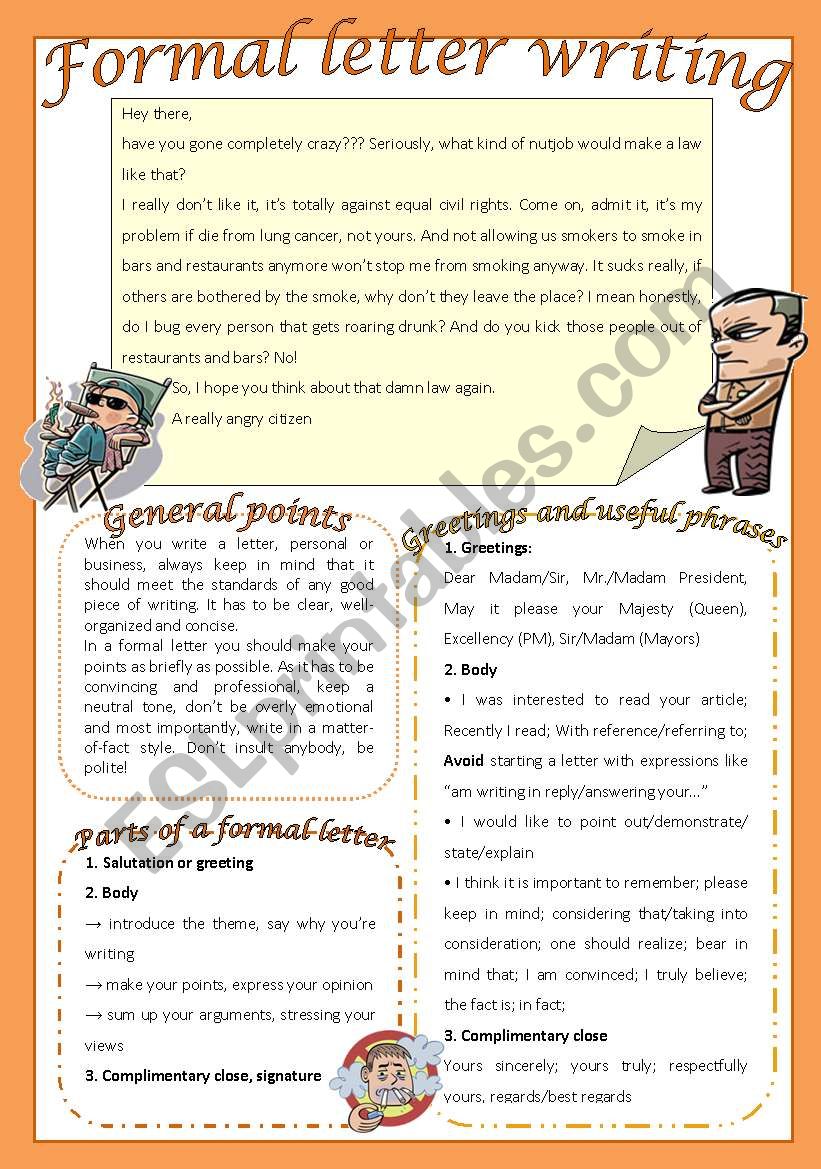 Formal letter worksheet