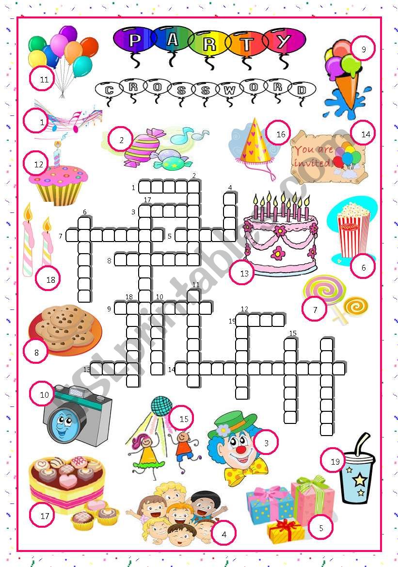party-crossword worksheet