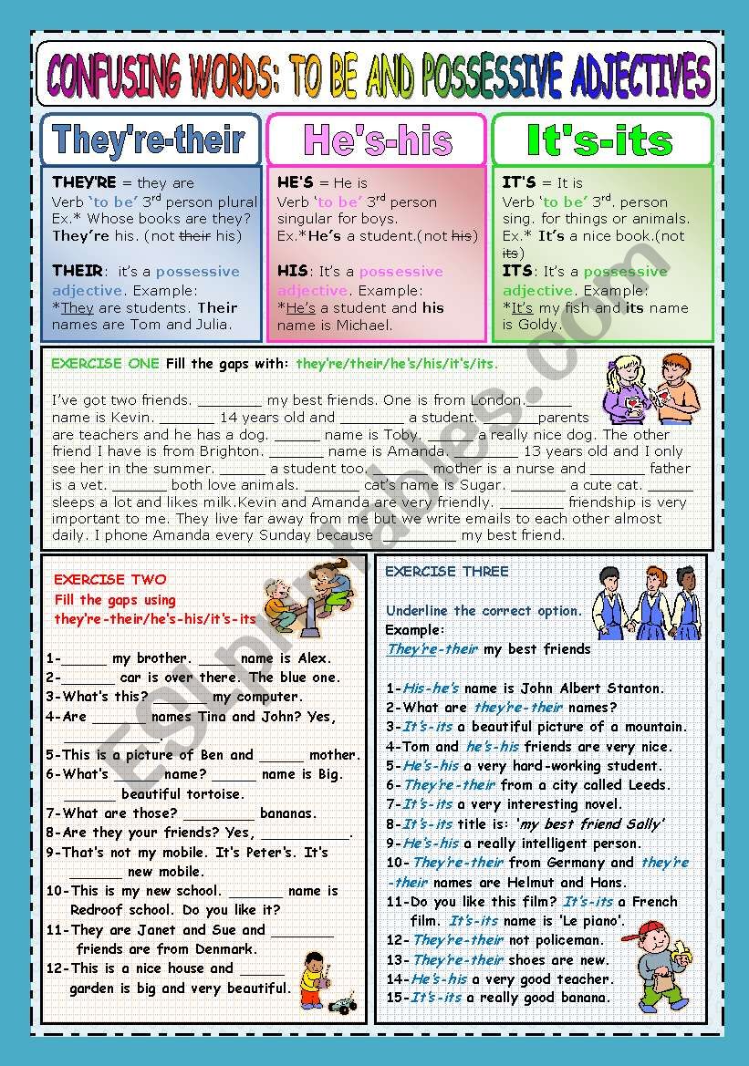 CONFUSING WORDS - TO BE AND POSSESSIVE ADJECTIVES