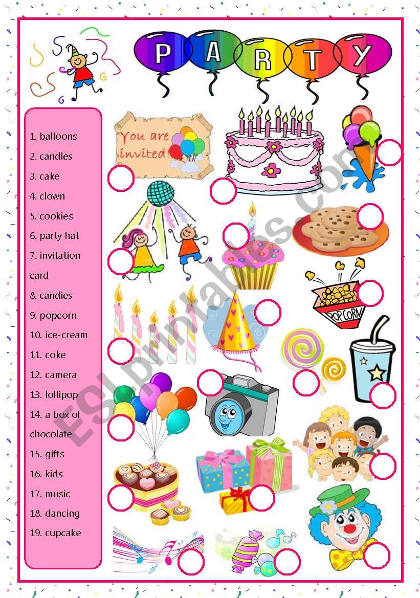 party-matching worksheet