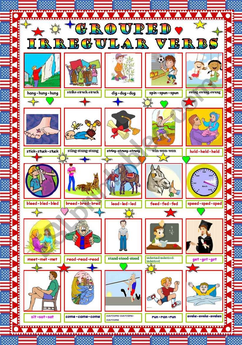 Grouped Irregular Verbs (Pictionary) (3-6)