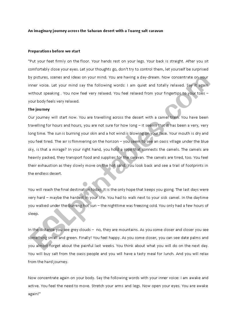 Tuareg salt caravan journey worksheet