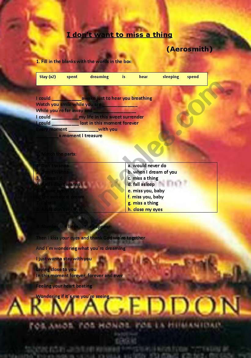 I donÂ´t wanna miss a thing Aerosmith