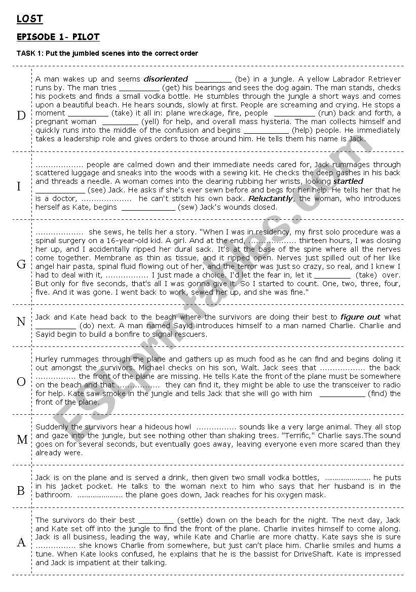 LOST-EPISODE 1 worksheet