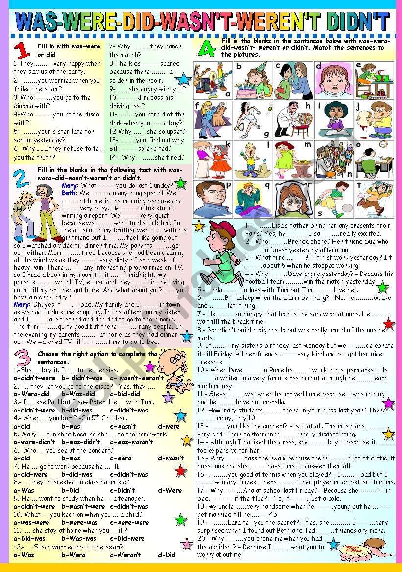 WAS-WERE-DID-WASNÂ´T-WERENÂ´T-DIDNÂ´T (B&W VERSION+KEY INCLUDED)