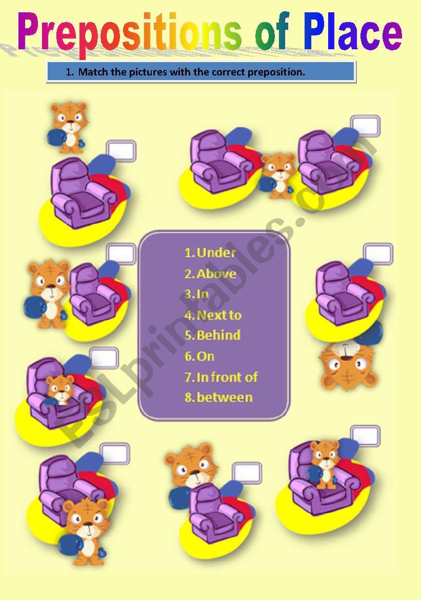 Preposition of Place Matching Exercise
