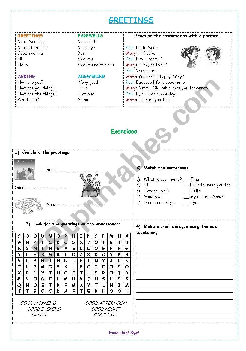 Greetings worksheet