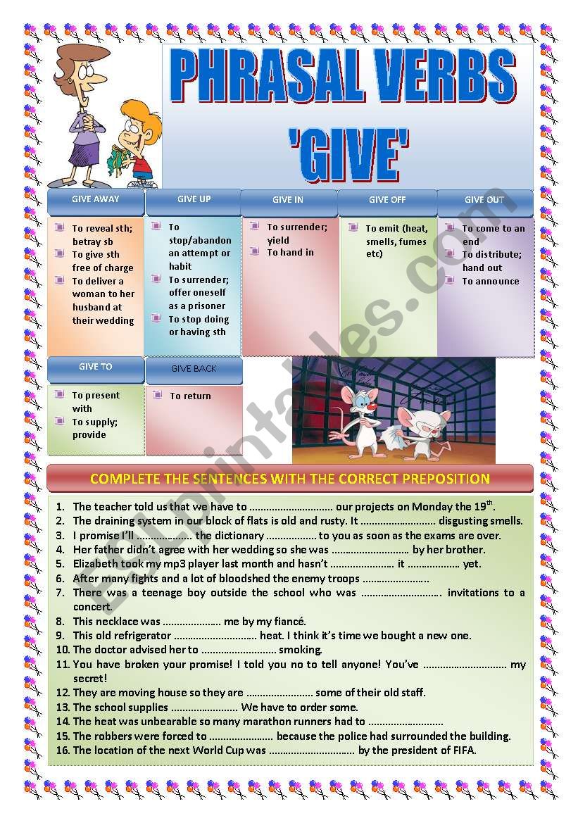 PHRASAL VERBS: GIVE worksheet