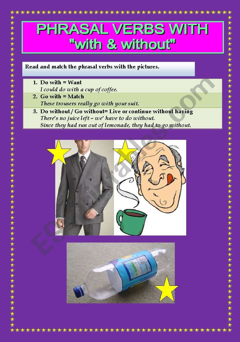 PHRASAL VERBS: WITH & WITHOUT worksheet