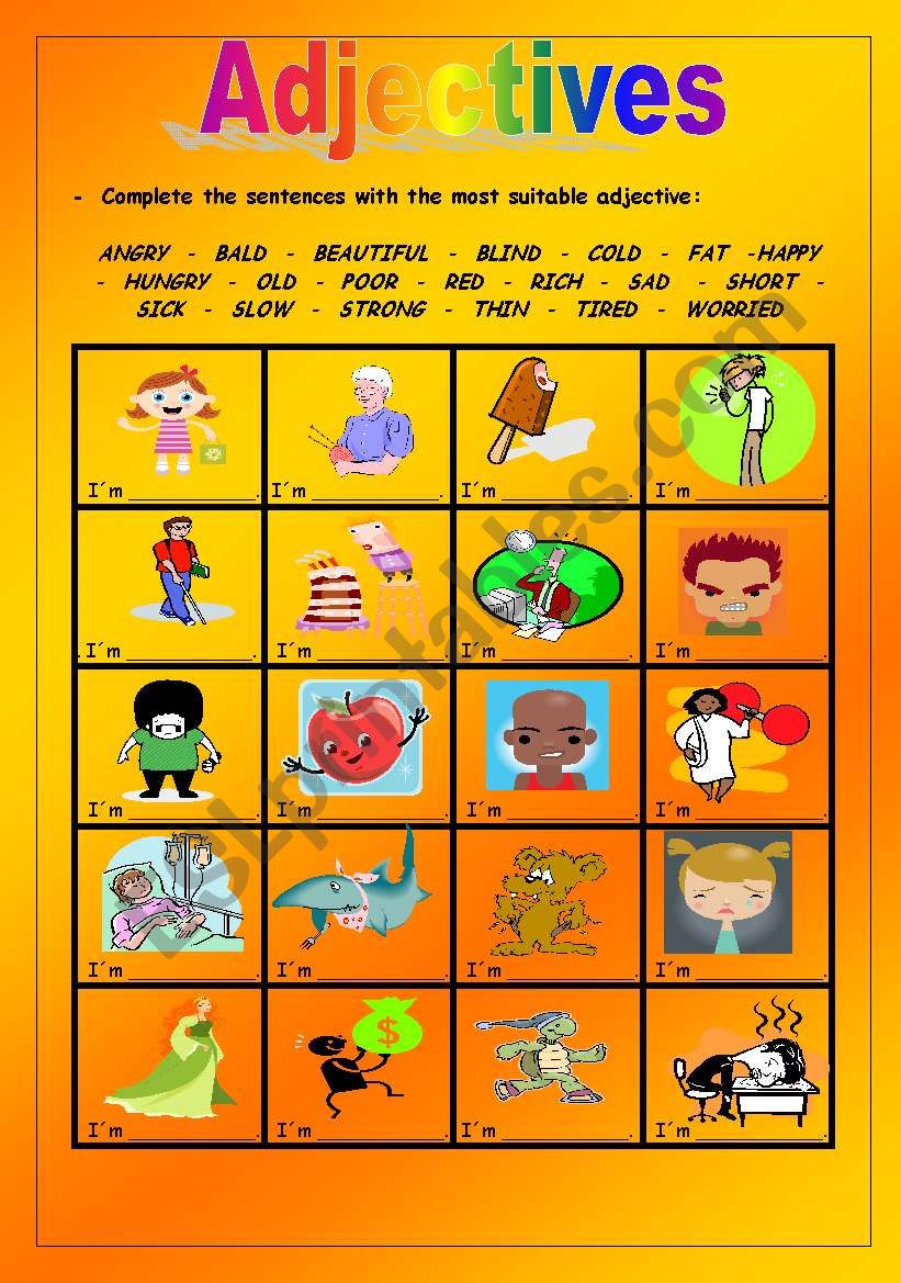 Adjectives worksheet