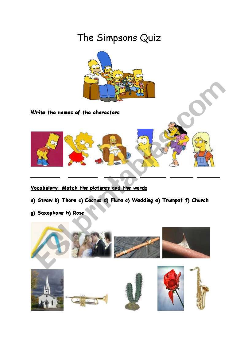 The Simpsons Episode Quiz worksheet