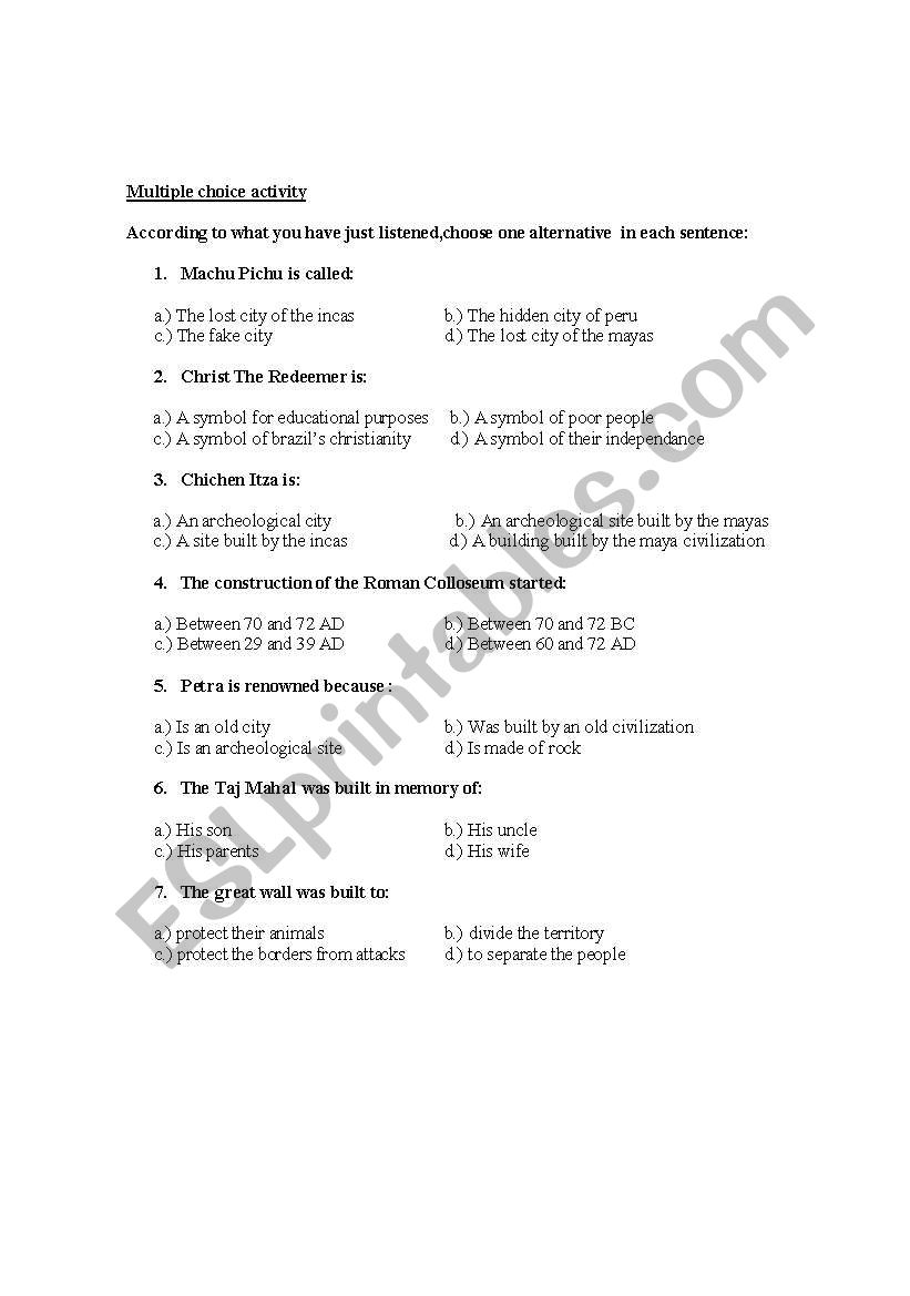 seven world wonders worksheet worksheet