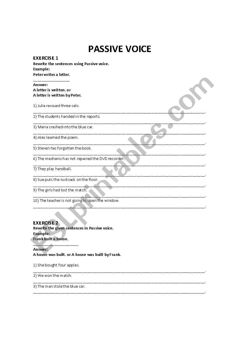 PASSIVE VOICE worksheet