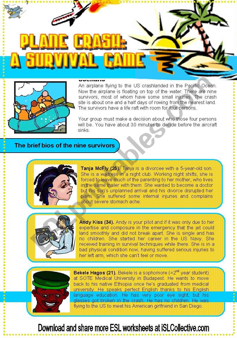 Plane Crash Survivors (Debate 2.) New characters Intermediate