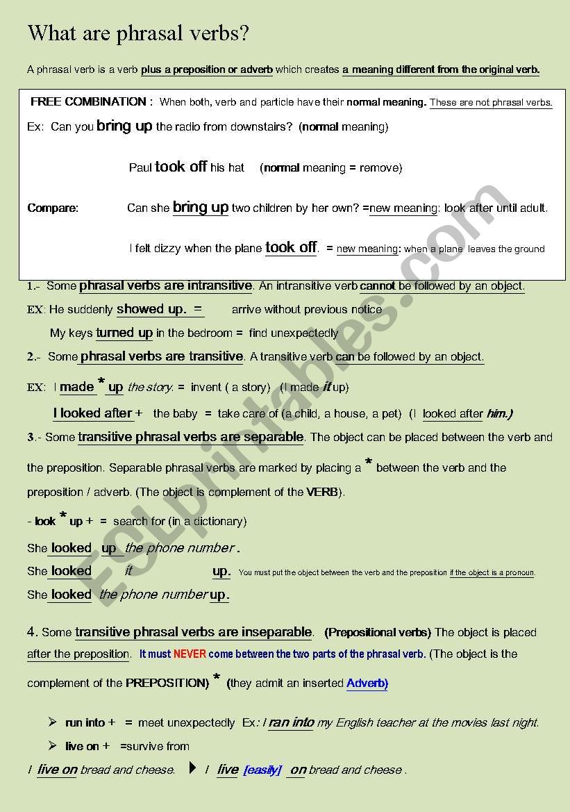 What are Phrasal Verbs? worksheet