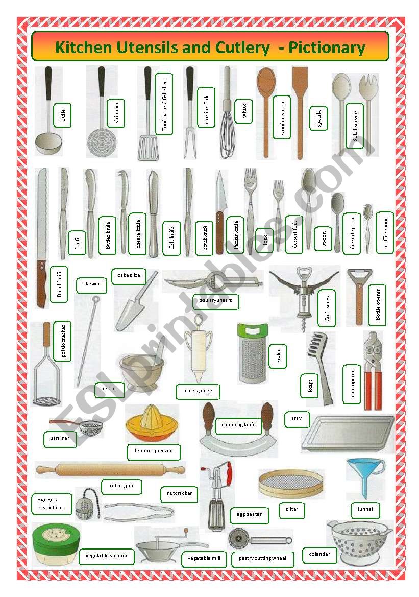 kitchen utensils and cutlery-pictionary