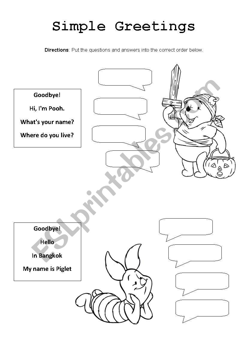 Basic greeting conversation worksheet