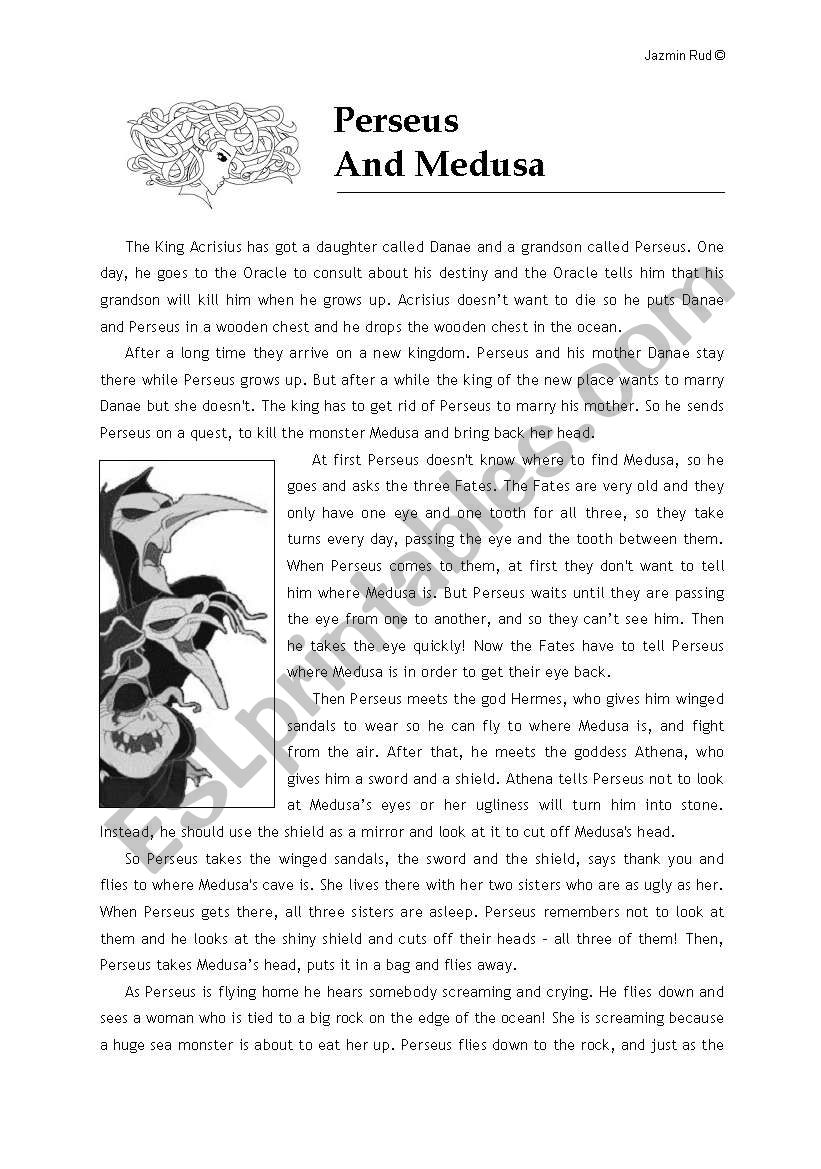 Perseus and Medusas Myth worksheet