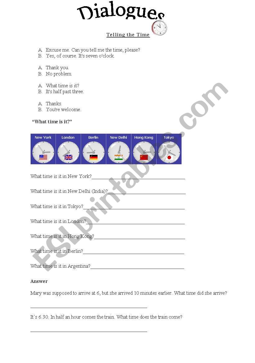 Dialogues worksheet