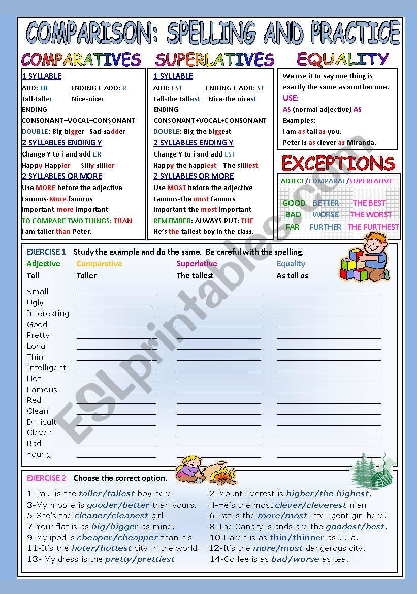 COMPARISON: SPELLING AND PRACTICE