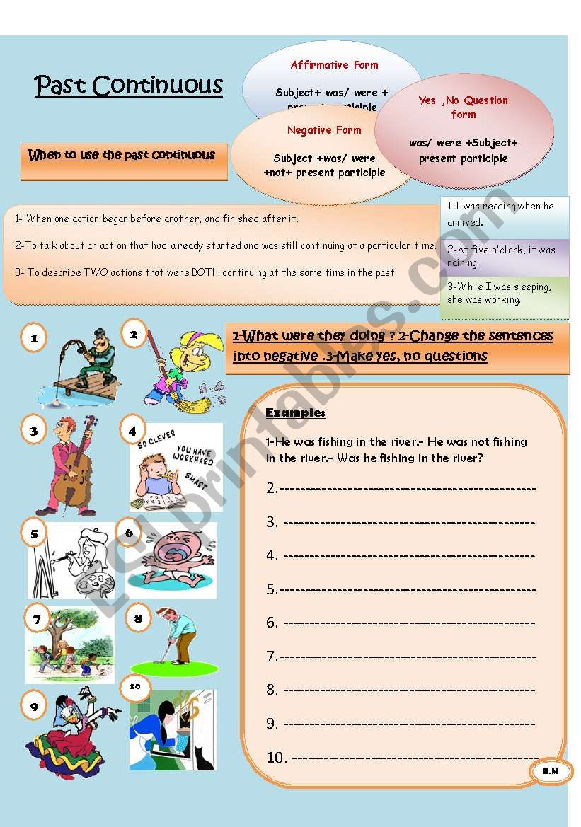 past continuous worksheet