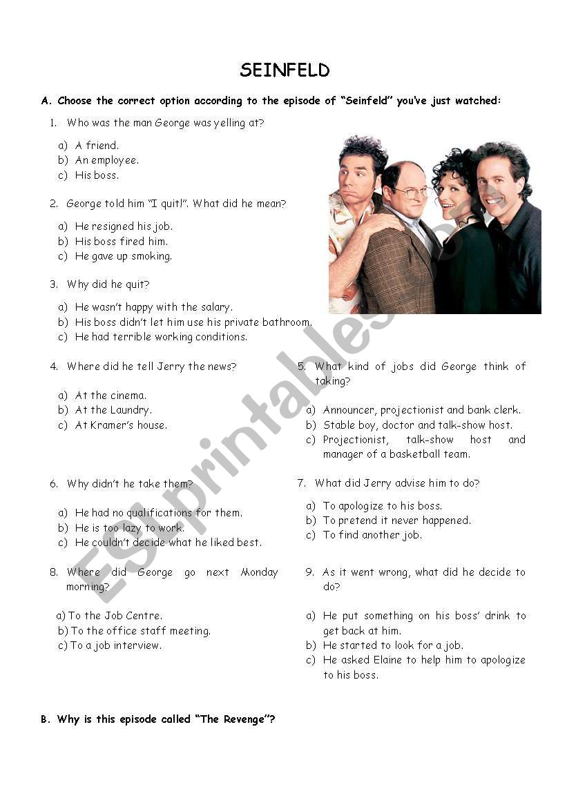 Seinfeld - The Revenge worksheet