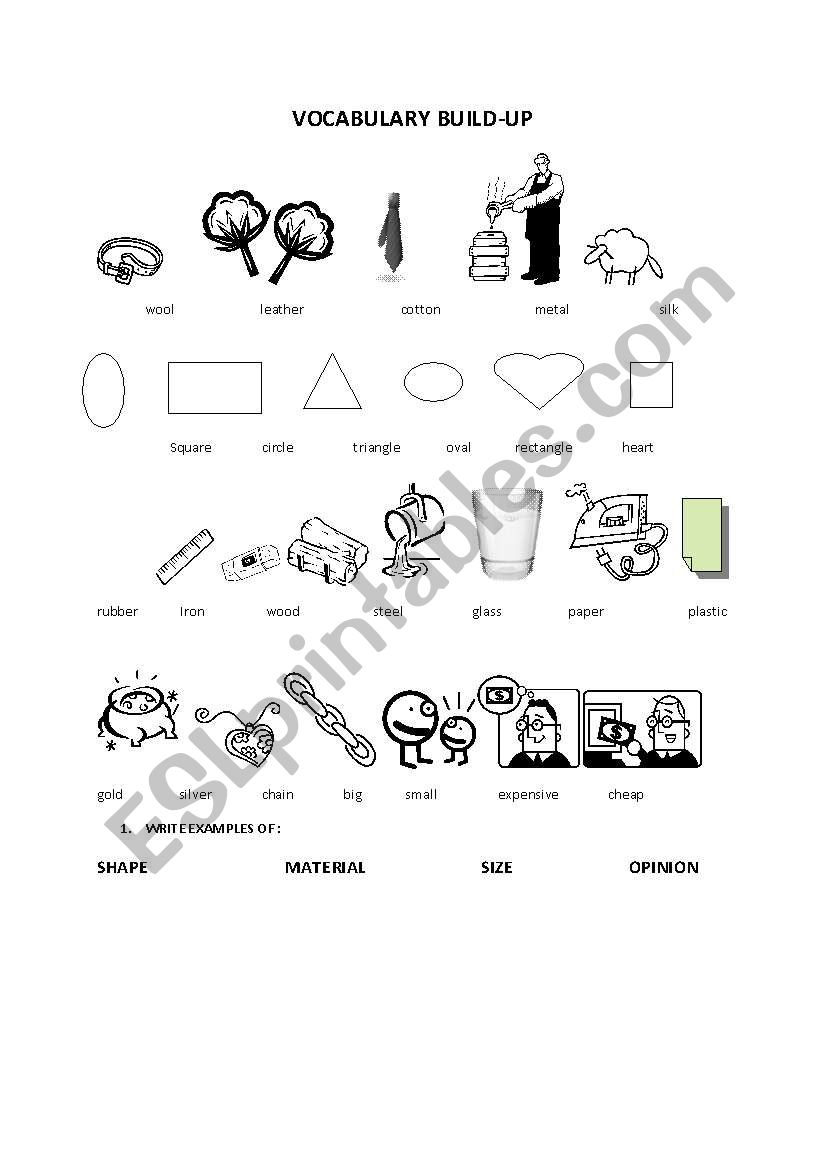 vocabulary material worksheet