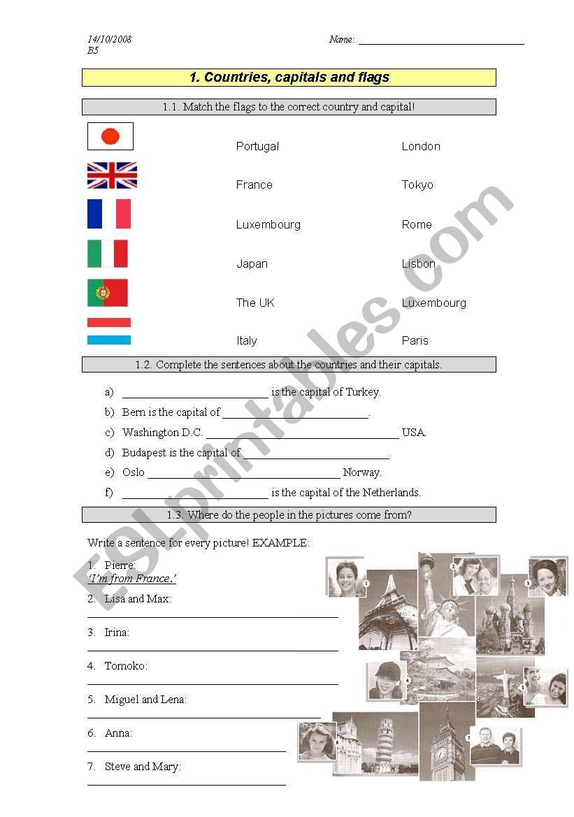 Countries worksheet