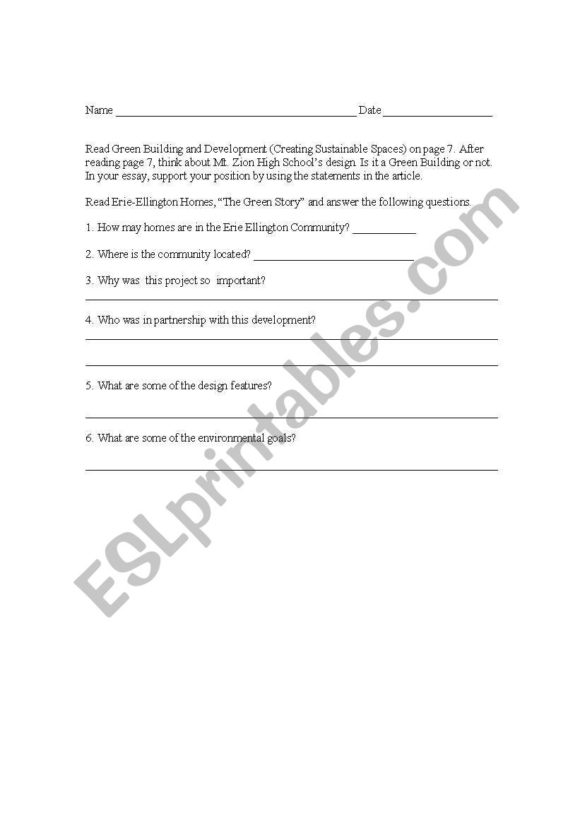 E Homes worksheet