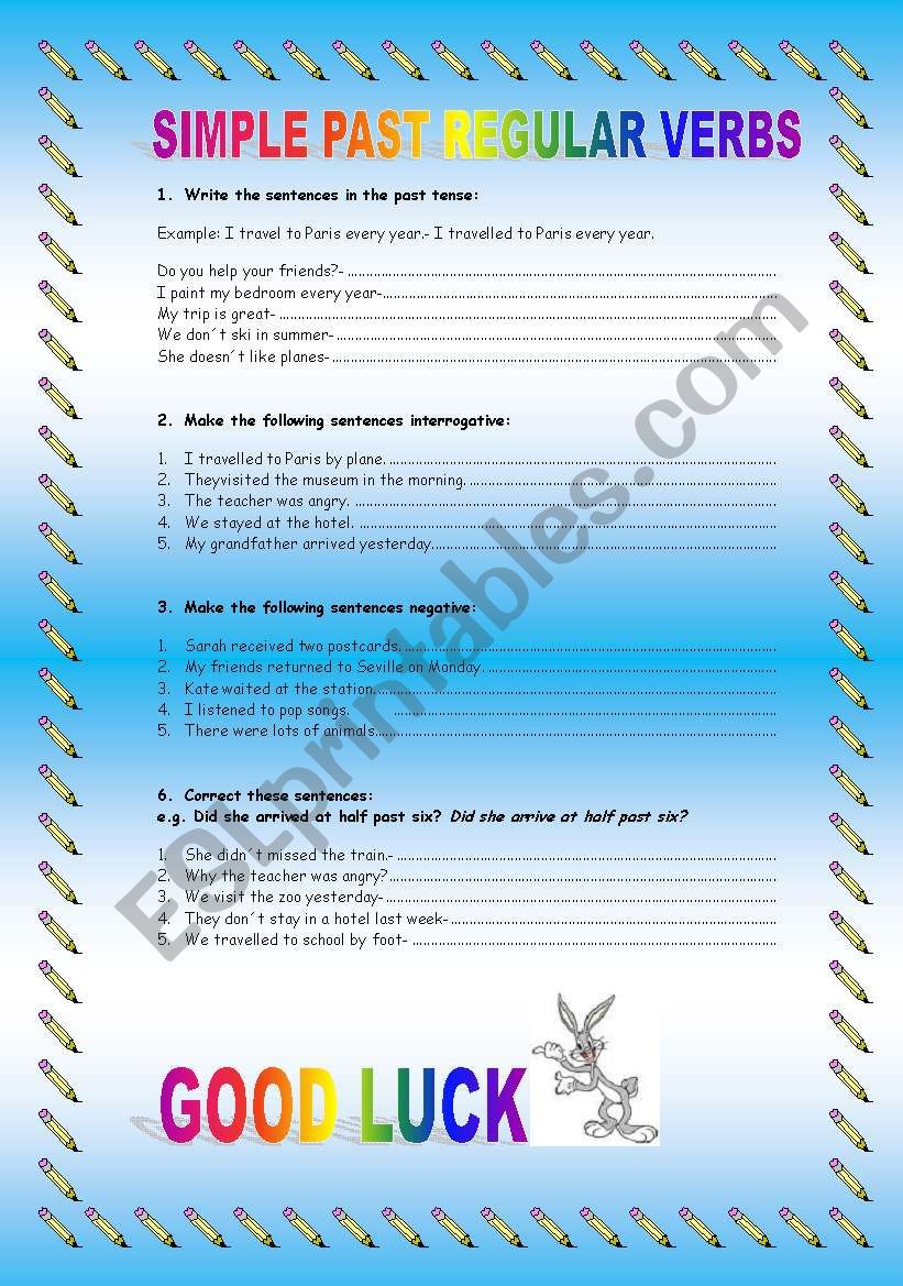 SIMPLE PAST REGULAR VERBS worksheet