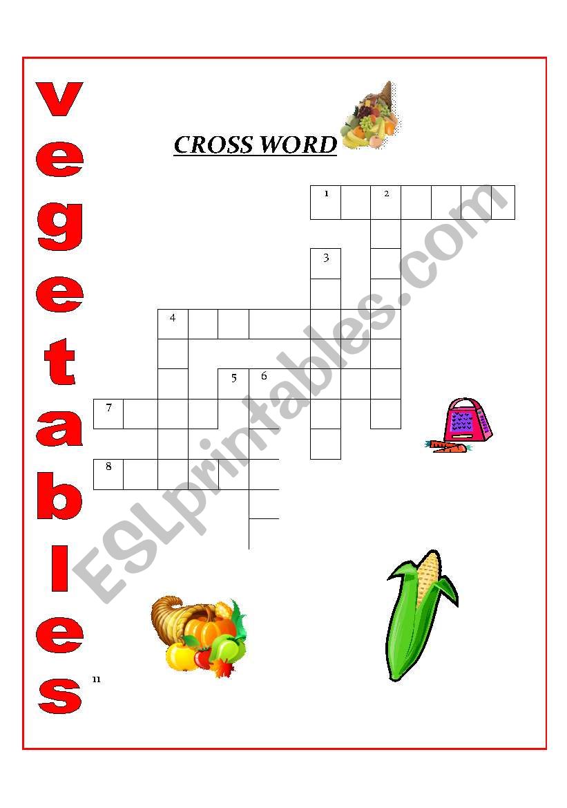 VEGETABLES CROSSWORD worksheet