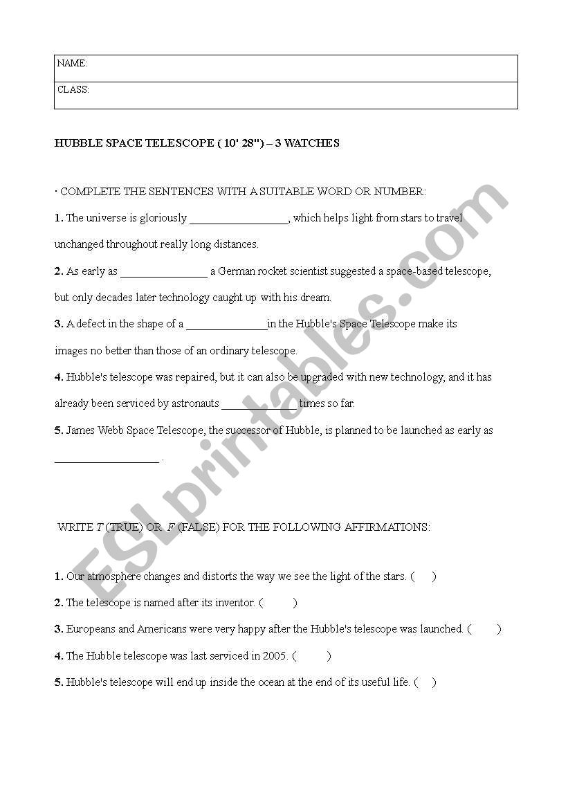 SOLAR SYSTEM LISTENING TEST worksheet