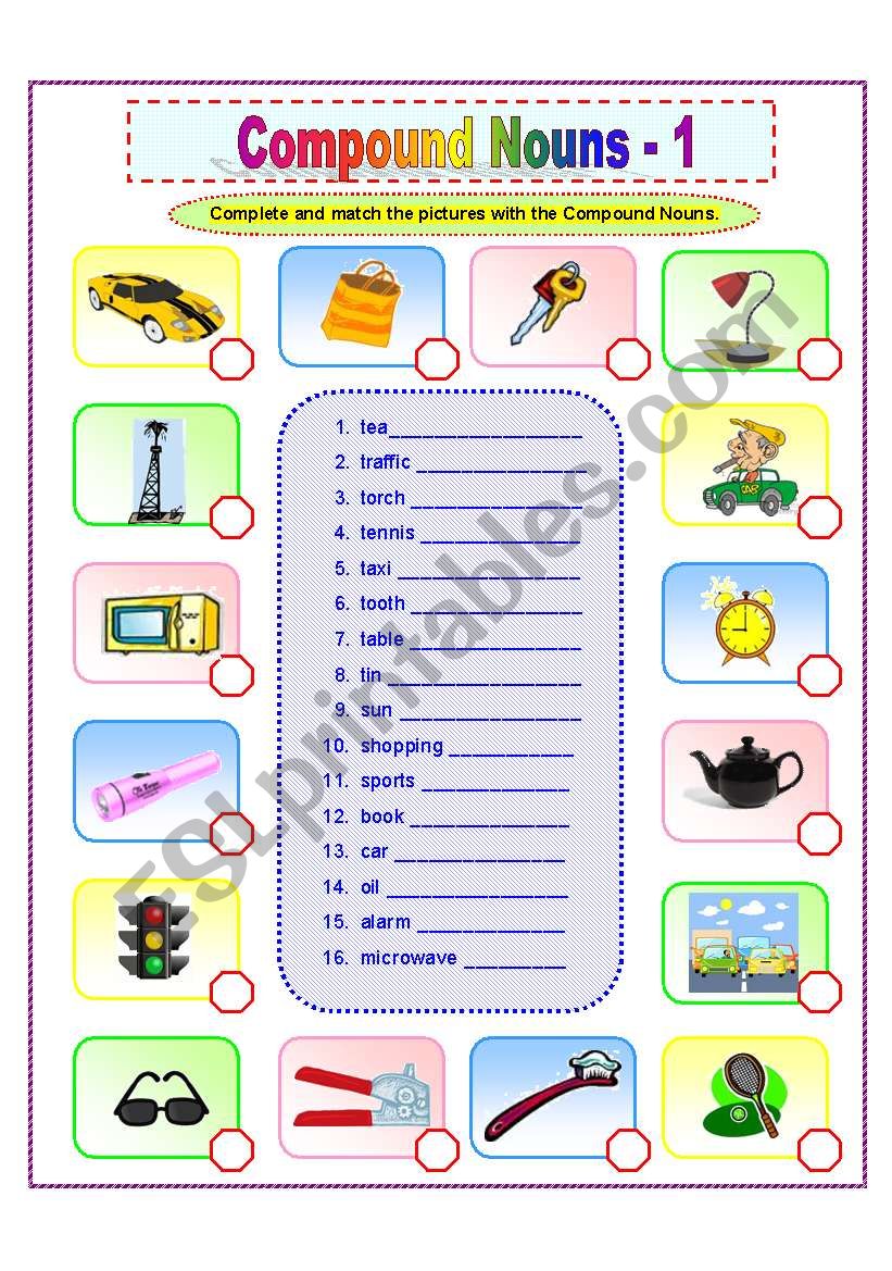 Compound Nouns -1/2 worksheet