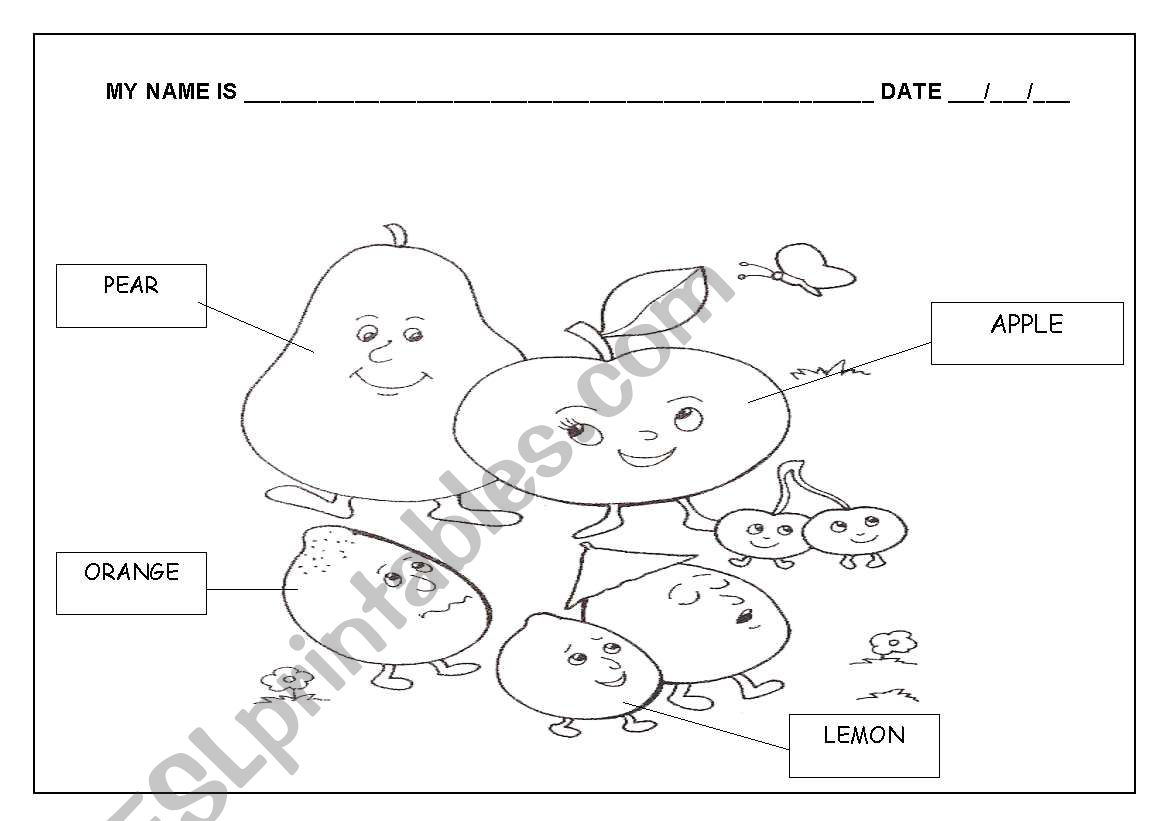 Fruits worksheet